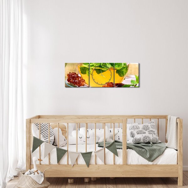 Obraz - Čaj (s hodinami) (90x30 cm)