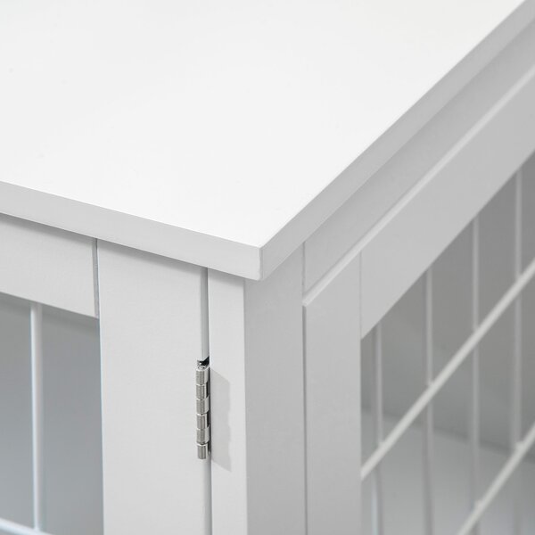 PawHut Psí Klec 2-v-1 Stolek se 2 Zámkovými Dveřmi - 76L x 54.5W x 56H cm - Kov a MDF | Aosom
