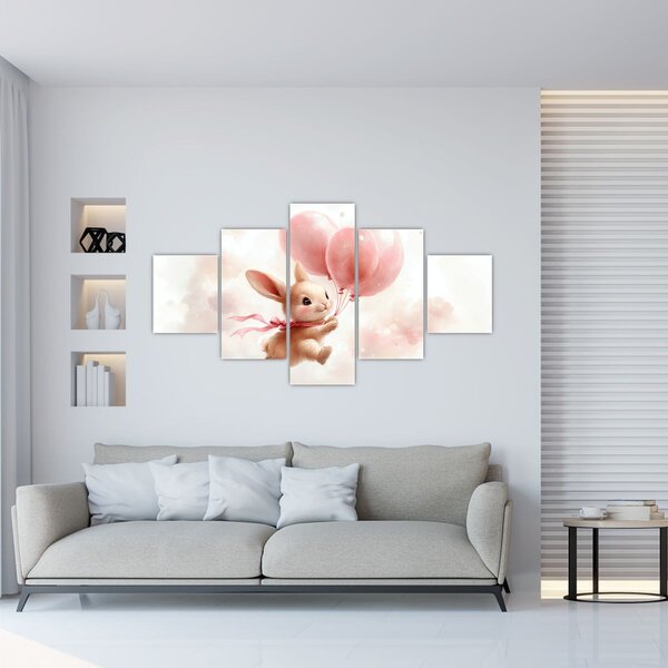 Obraz - Zajíček s balónky (125x70 cm)