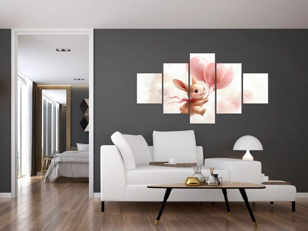Obraz - Zajíček s balónky (125x70 cm)