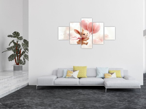 Obraz - Zajíček s balónky (125x70 cm)