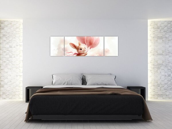 Obraz - Zajíček s balónky (170x50 cm)