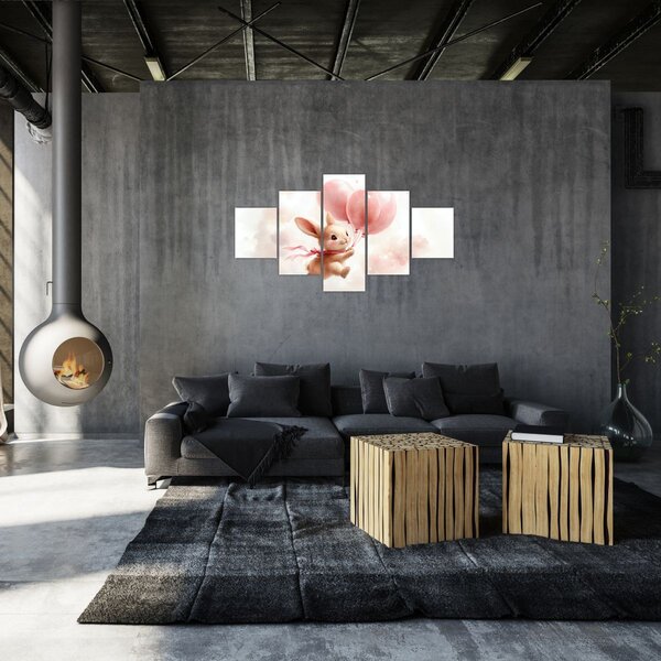Obraz - Zajíček s balónky (125x70 cm)