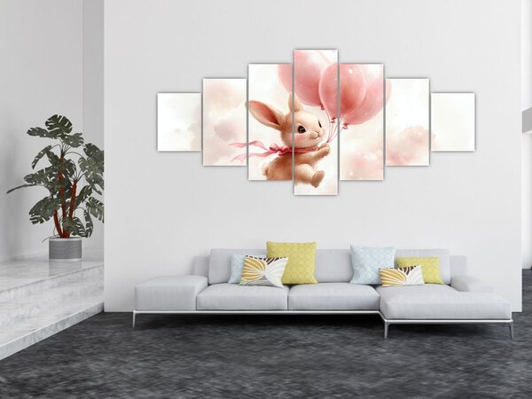 Obraz - Zajíček s balónky (210x100 cm)