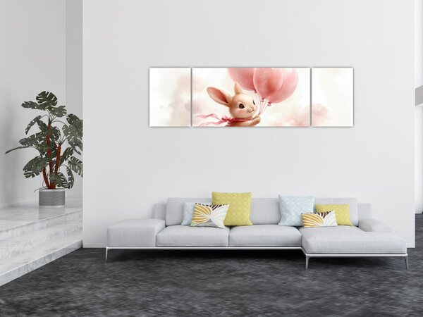 Obraz - Zajíček s balónky (170x50 cm)