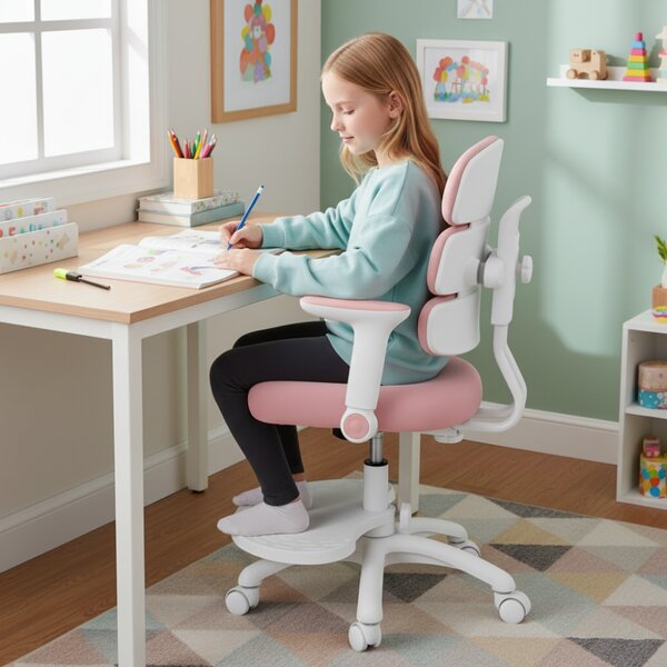 Dětská rostoucí židle Neoseat KIDDY THREE — látka, pratelný potah, růžová