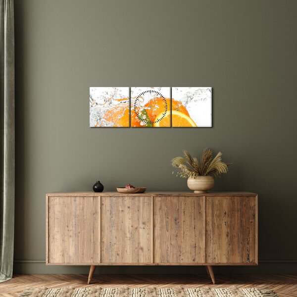 Obraz - Šťavnaté pomeranče (s hodinami) (90x30 cm)