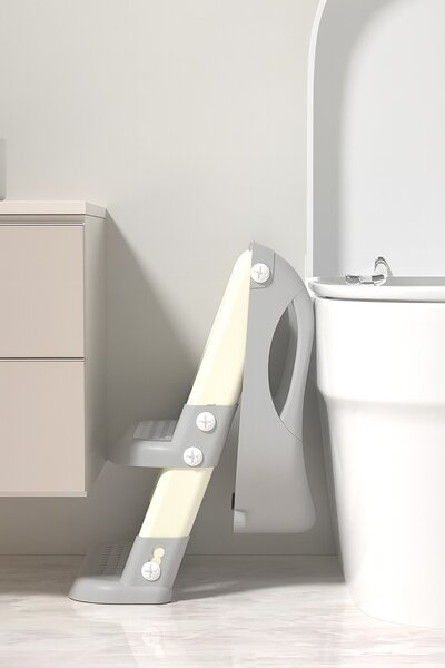 Dětské schůdky 02 s nástavcem na WC šedé