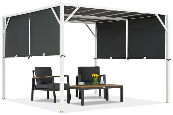 Kovová terasová pergola Santorini 3 x 3 m bílo-antracitová Garden Point