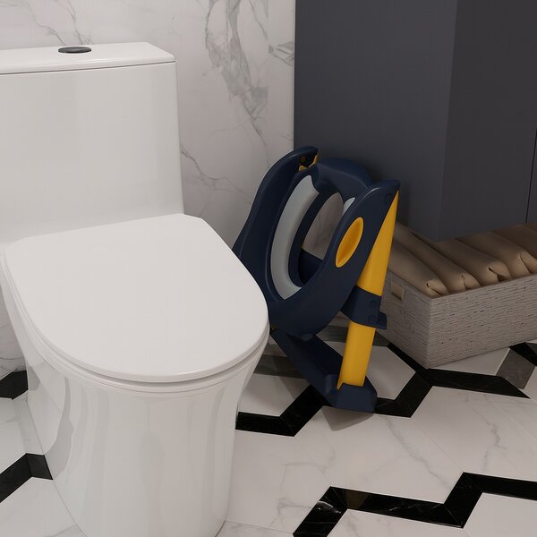 Dětské schůdky 03 s nástavcem na WC modro-žluté