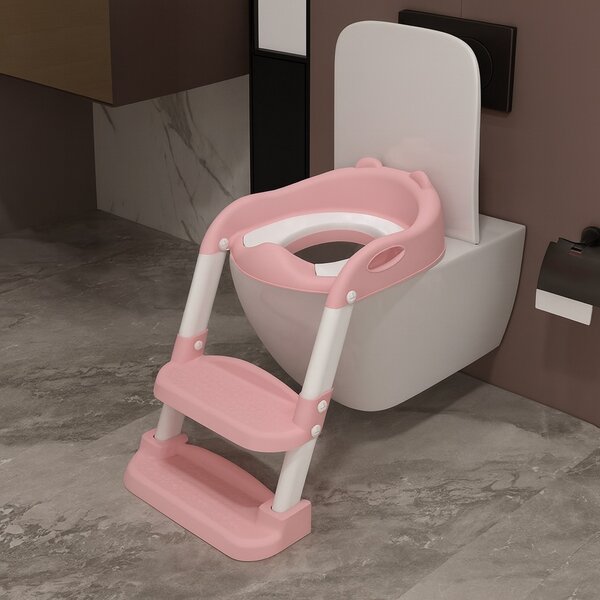 Dětské schůdky 03 s nástavcem na WC růžové
