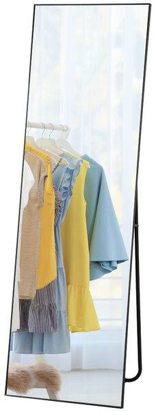 HOMCOM Velké obdélníkové zrcadlo, 50 x 160 cm - volně stojící, ke zdi nebo opřené - pro ložnici, obývací pokoj a šatnu, černé | Aosom