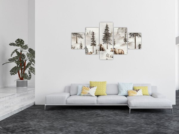 Obraz - Les s medvědy (125x70 cm)