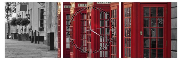 Obraz - Londýnské telefonní budky (s hodinami) (90x30 cm)