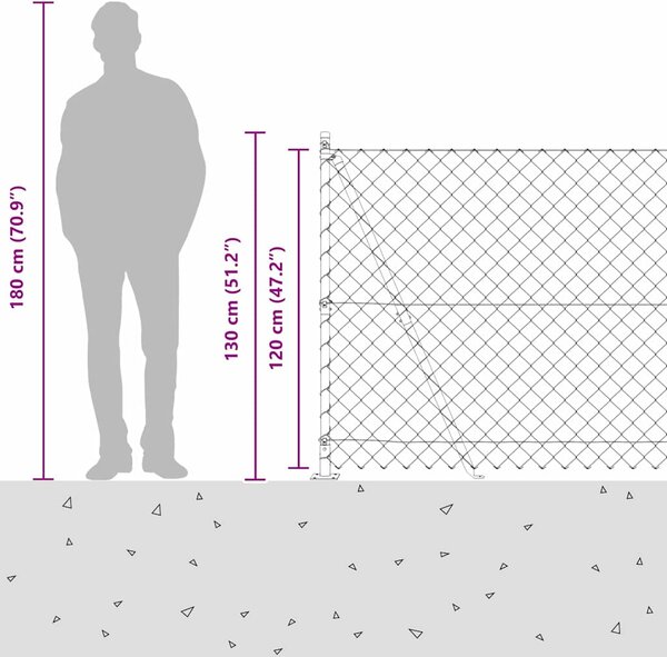 Zábradlí s betonovým základem 10 x 1,2 m Ocel potažená PVC 3351238