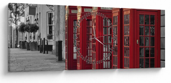 Obraz - Londýnské telefonní budky (s hodinami) (90x30 cm)