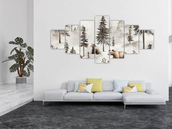 Obraz - Les s medvědy (210x100 cm)