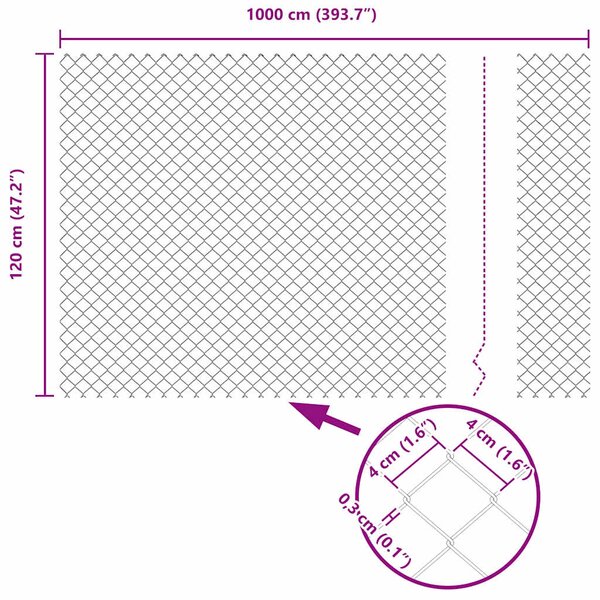 Zábradlí s betonovým základem 10 x 1,2 m Ocel potažená PVC 3351230