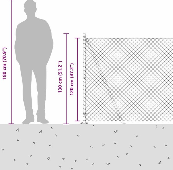 Zábradlí s betonovým základem 10 x 1,2 m Ocel potažená PVC 3351230