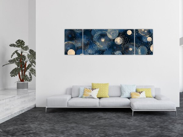 Obraz - Modro-zlaté kroužky (170x50 cm)