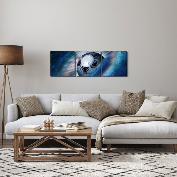 Obraz - Fotbalový míč ve vesmíru (s hodinami) (90x30 cm)