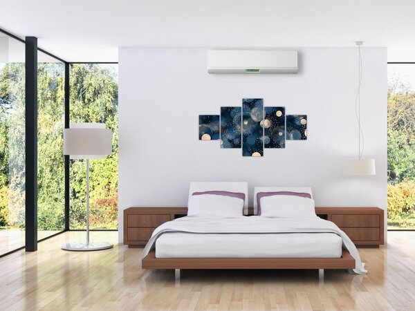 Obraz - Modro-zlaté kroužky (125x70 cm)