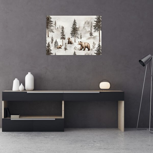 Obraz - Les s medvědy (70x50 cm)