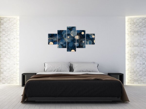 Obraz - Modro-zlaté kroužky (125x70 cm)
