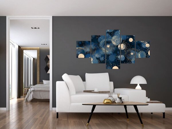 Obraz - Modro-zlaté kroužky (125x70 cm)