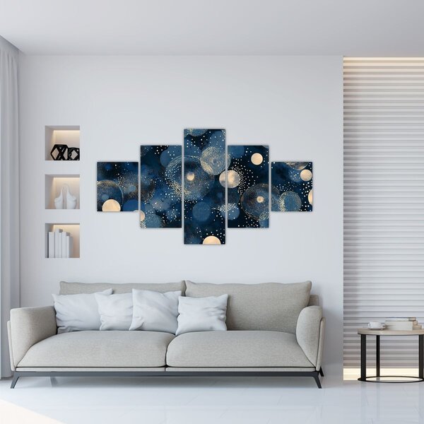 Obraz - Modro-zlaté kroužky (125x70 cm)