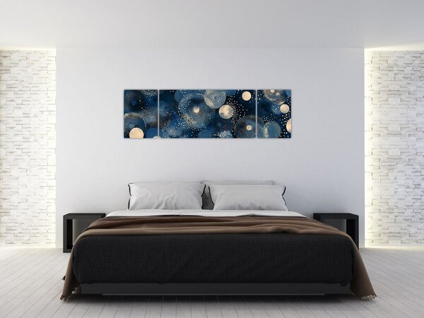 Obraz - Modro-zlaté kroužky (170x50 cm)
