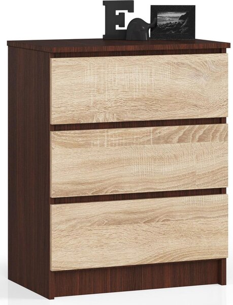 AKORD Furniture Factory OP0LK-6VENSON3SZ, Dub, Tmav hndá, 3 zásuvka/zásuvek, Matný, 16 mm, 51 cm, 400 mm