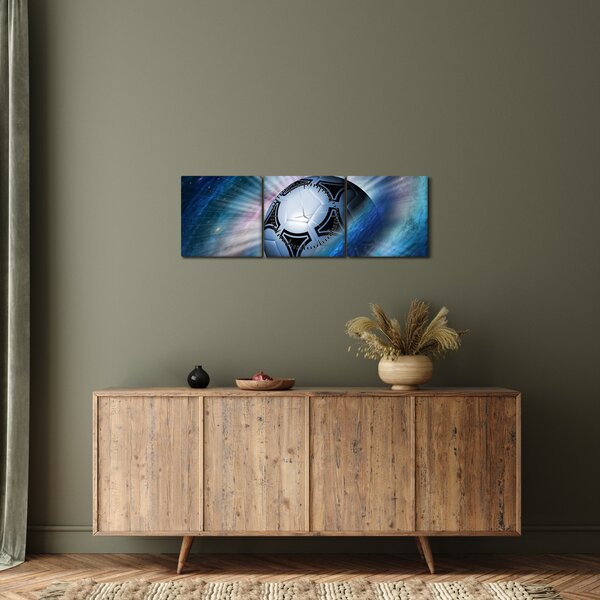 Obraz - Fotbalový míč ve vesmíru (s hodinami) (90x30 cm)