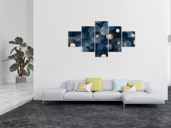 Obraz - Modro-zlaté kroužky (125x70 cm)