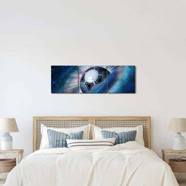 Obraz - Fotbalový míč ve vesmíru (s hodinami) (90x30 cm)
