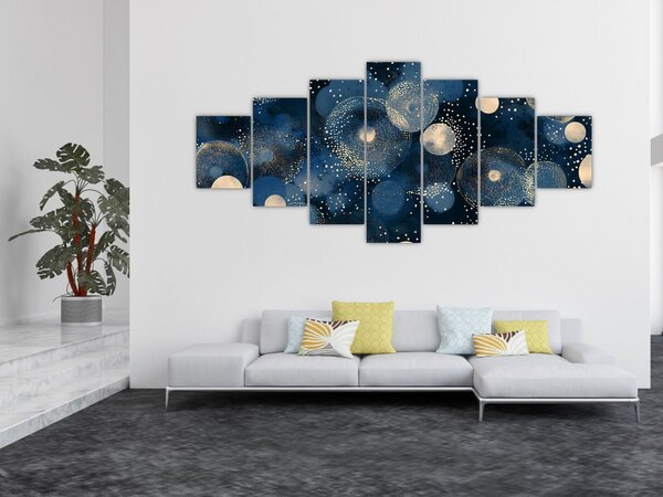 Obraz - Modro-zlaté kroužky (210x100 cm)