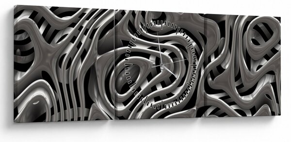 Obraz - Metalická abystrakce (s hodinami) (90x30 cm)