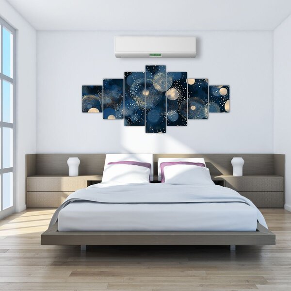 Obraz - Modro-zlaté kroužky (210x100 cm)
