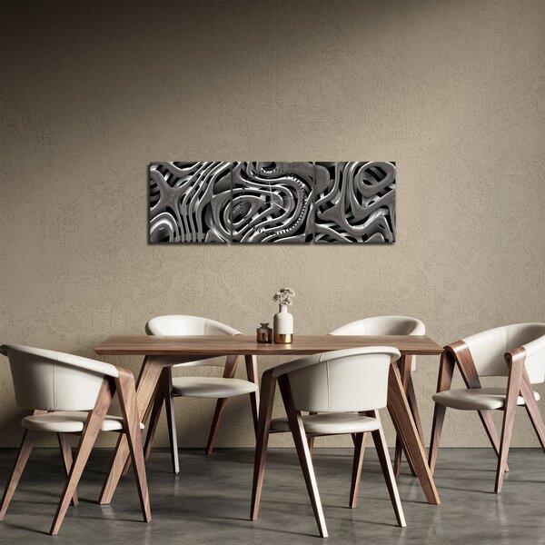 Obraz - Metalická abystrakce (s hodinami) (90x30 cm)