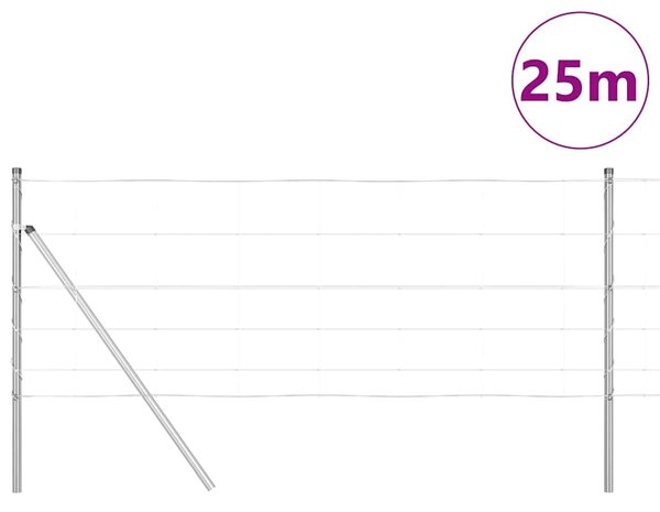 Zemní fixační svařovaný drátěný plot 25 x 0,8 m Stříbrná 3351335