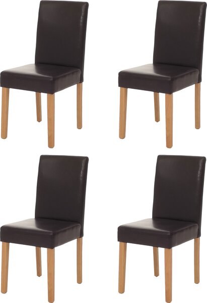 Sada 4 jídelních židlí Kuchyňská židle Littau kůže, hnědé světlé nohy