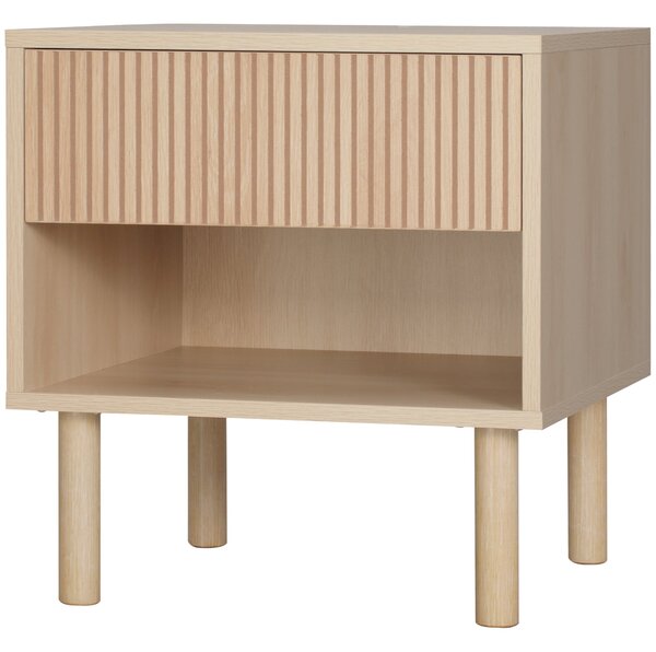 HOMCOM Noční stolek s šuplíky a policemi, moderní styl, 47 x 47 x 50 cm, přírodní dřevěný povrch | Aosom