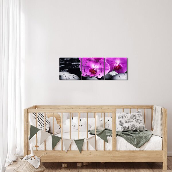 Obraz - Orchideje (s hodinami) (90x30 cm)