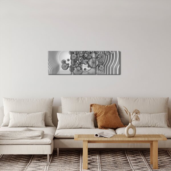Obraz - Černobílé bubliny (s hodinami) (90x30 cm)