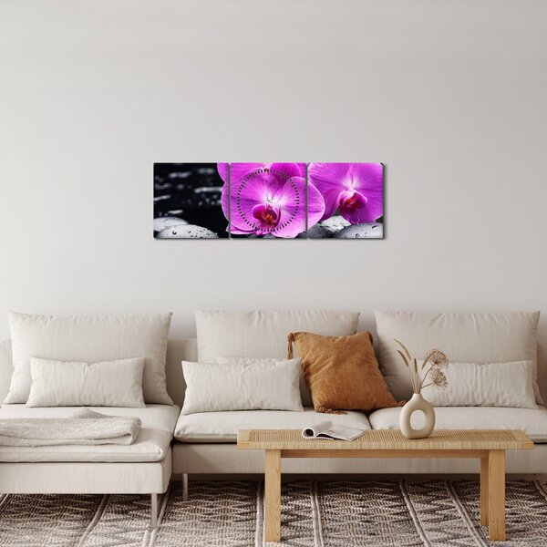 Obraz - Orchideje (s hodinami) (90x30 cm)