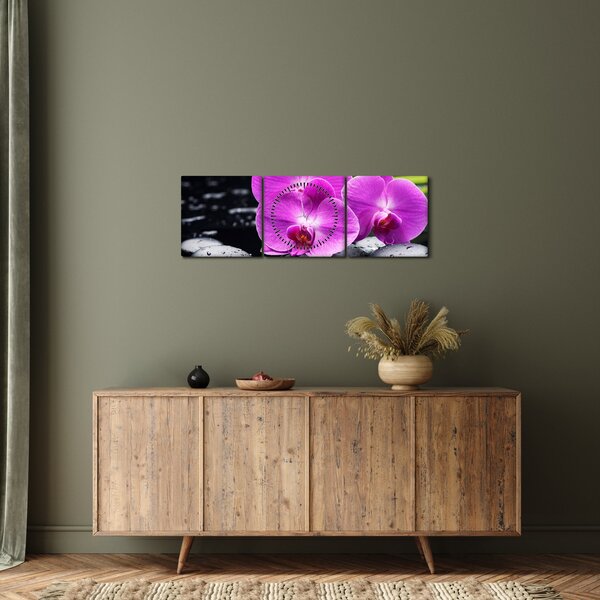 Obraz - Orchideje (s hodinami) (90x30 cm)