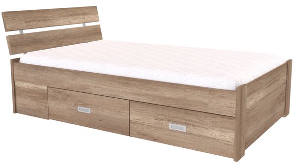 Zvýšené lůžko AMÉLIE Šířka 120 cm, Dub bělený, zapuštěné úchytky