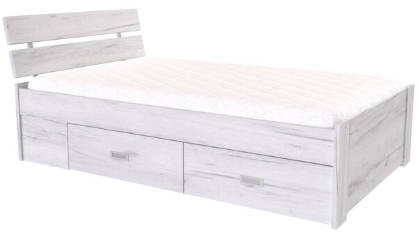 Zvýšené lůžko AMÉLIE Šířka 120 cm, Dub bělený, zapuštěné úchytky