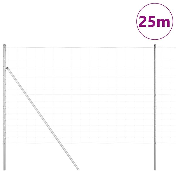 Zemní fixační svařovaný drátěný plot 25 x 1,6 m Stříbrná 3351356