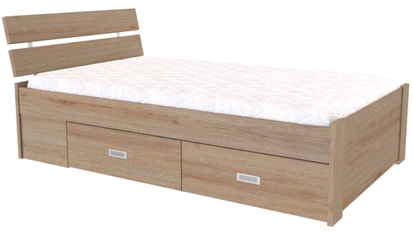 Zvýšené lůžko AMÉLIE Šířka 120 cm, Dub bělený, zapuštěné úchytky